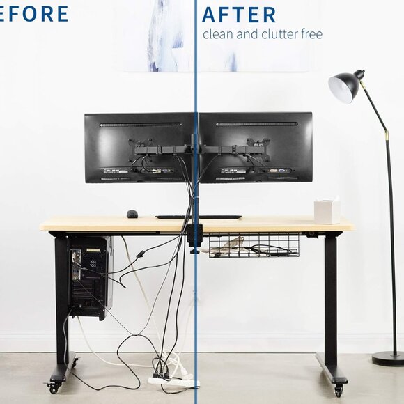 NEW in Box VIVO Under Desk Cable Management Racks 2 pack DESK-AC06-2B - Picture 2 of 12